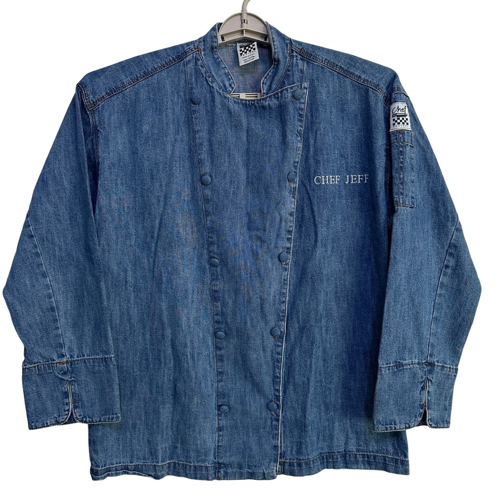 Vintage Chef Revival Denim Double Breasted Chef Coat Jacket Mens XL Made in USA